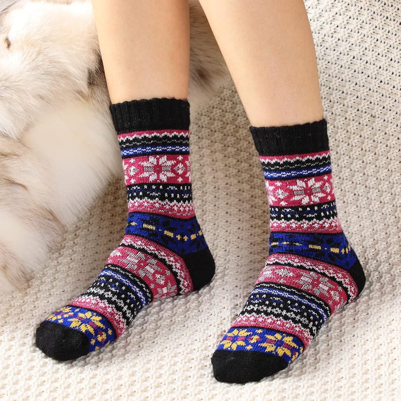 Pleneal Wool Socks for Women - Womens Winter Warm Wool Sock Men Cozy Knit Boots Socks for Women - Image 5